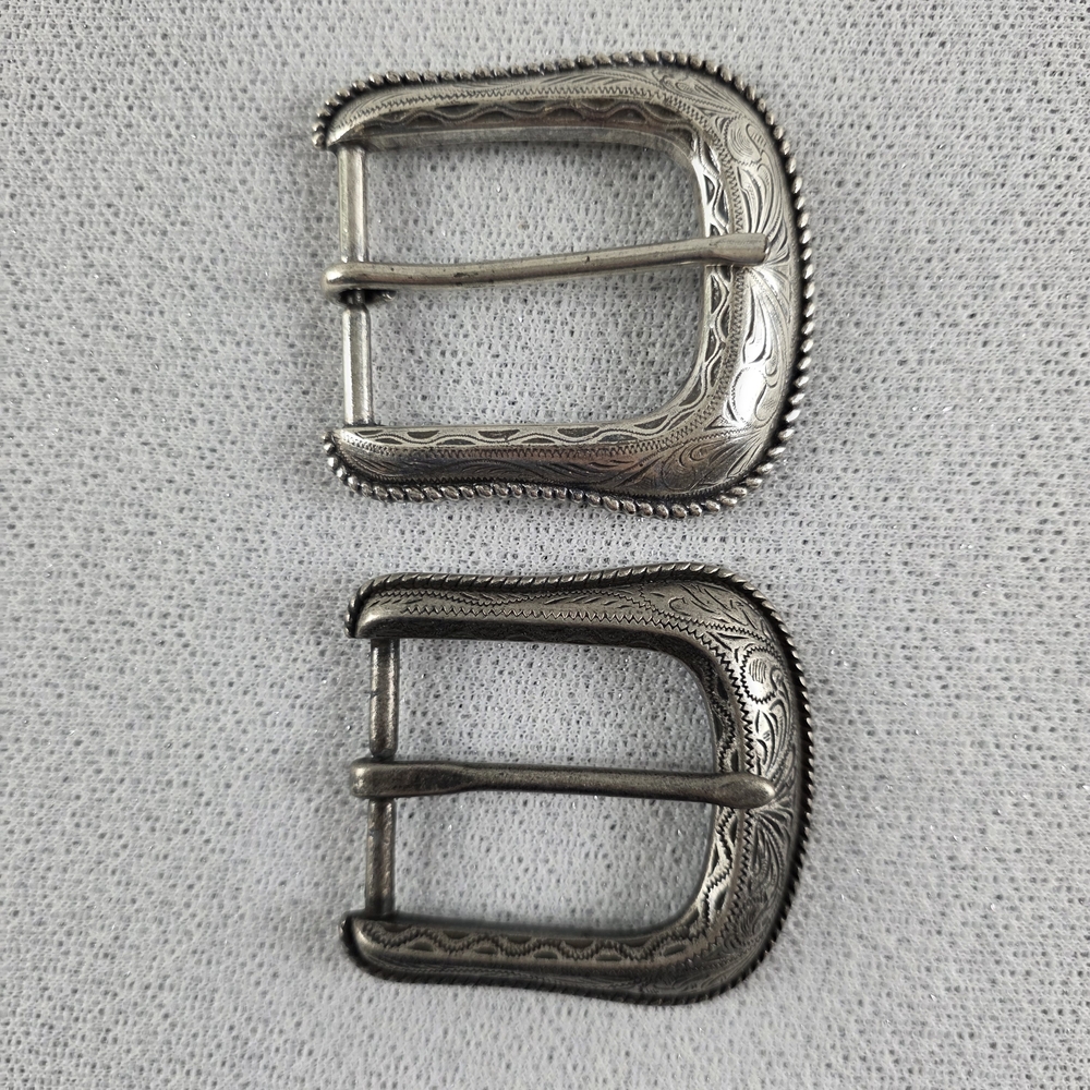 Bundle of 2 Vintage Western Style Silver Belt Buckles Century Canada
